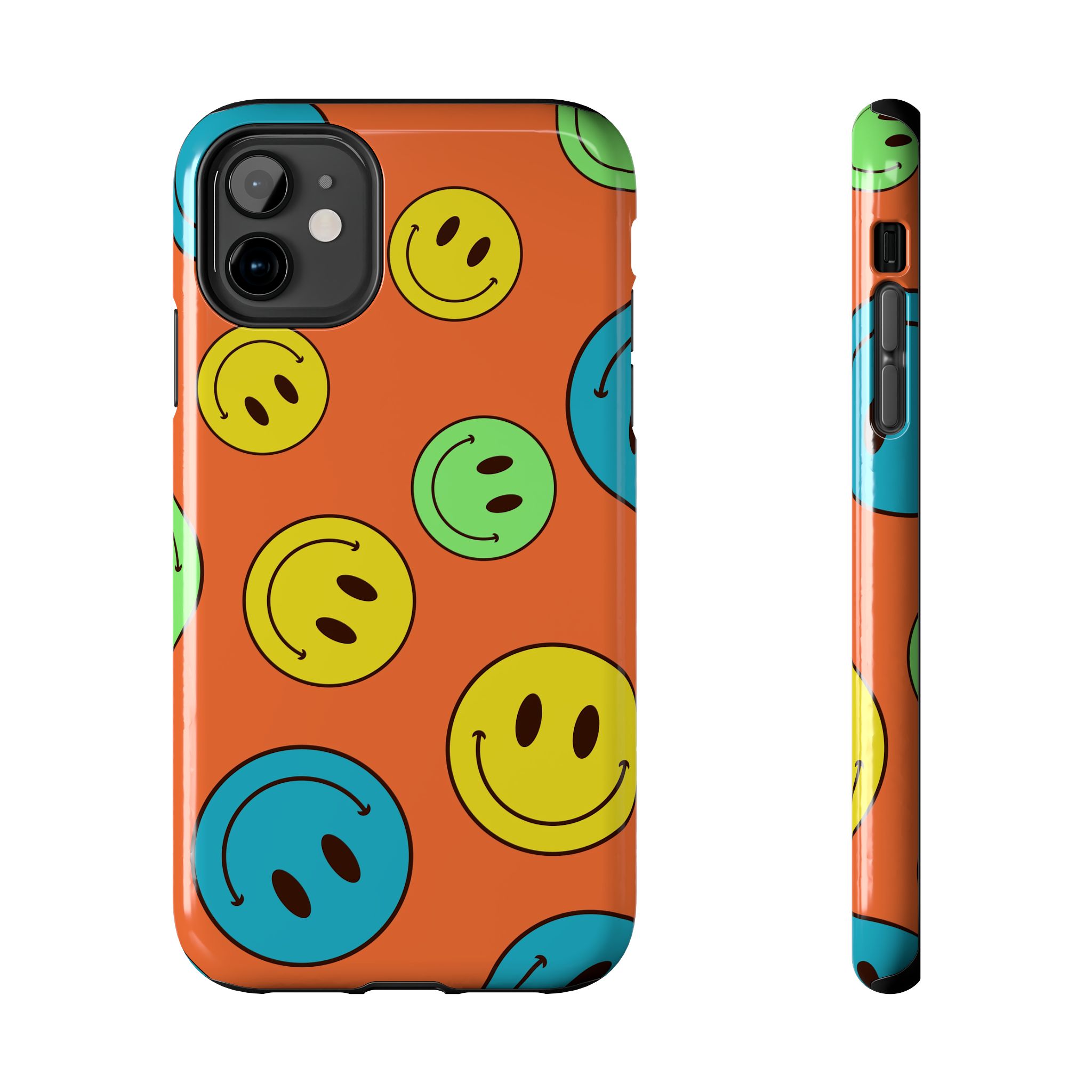 Smiley Dots Tough Phone Case — Colorful Retro Happy Face Protective Cover